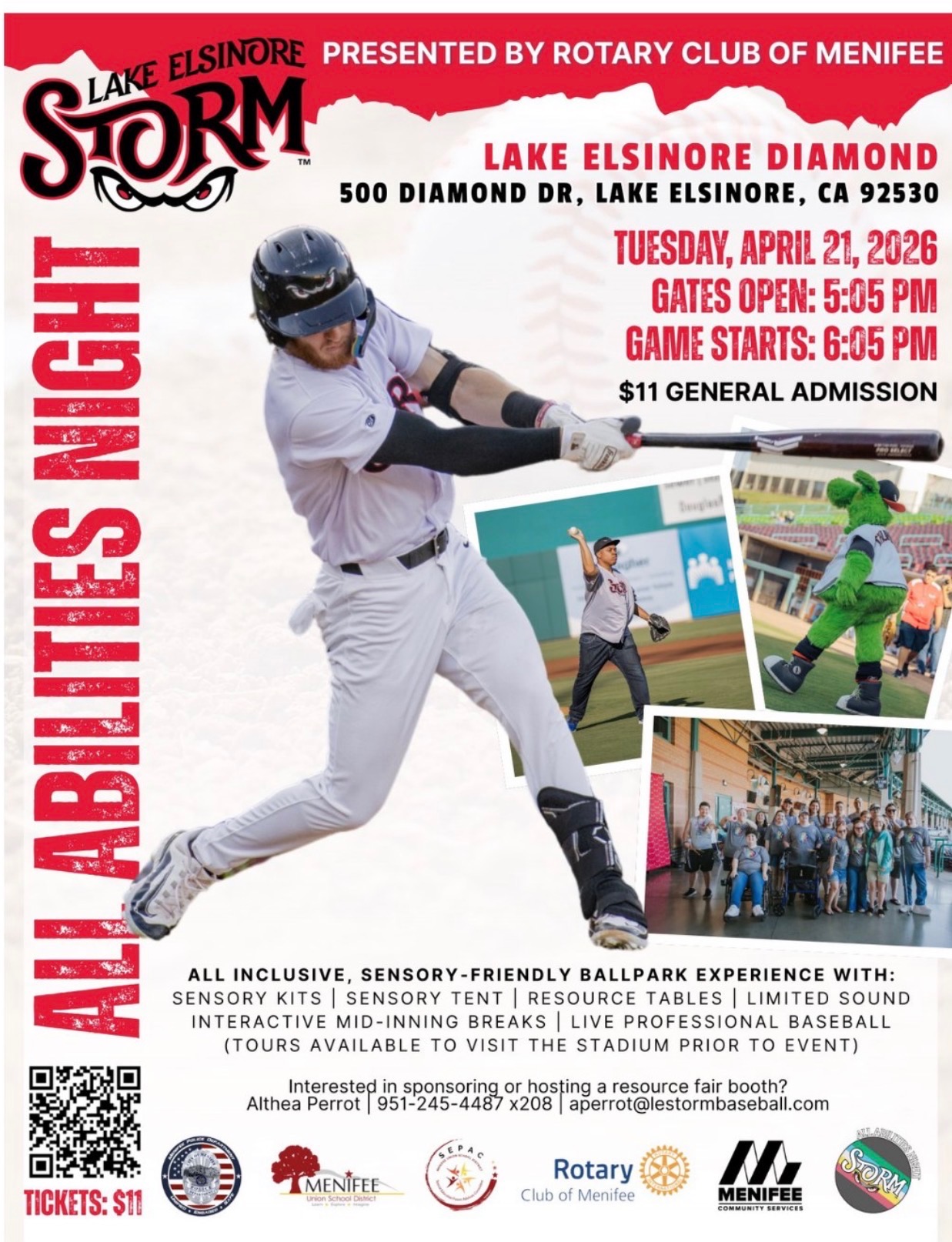 All Abilities Night flyer — Lake Elsinore Storm, April 21, 2026